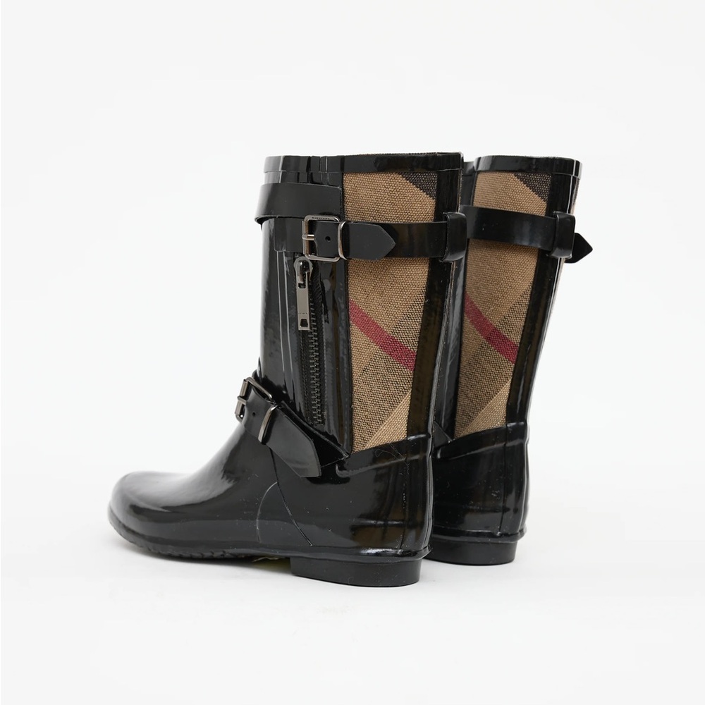 Burberry Authentic Boots Buckle Rubber Rain in Black/ Check Size EUR 36/ US 6